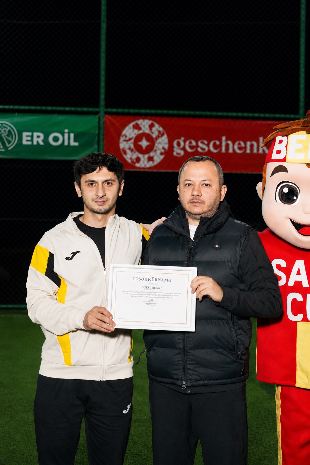 Sabit Memorial Cup sponsor certificate presentation